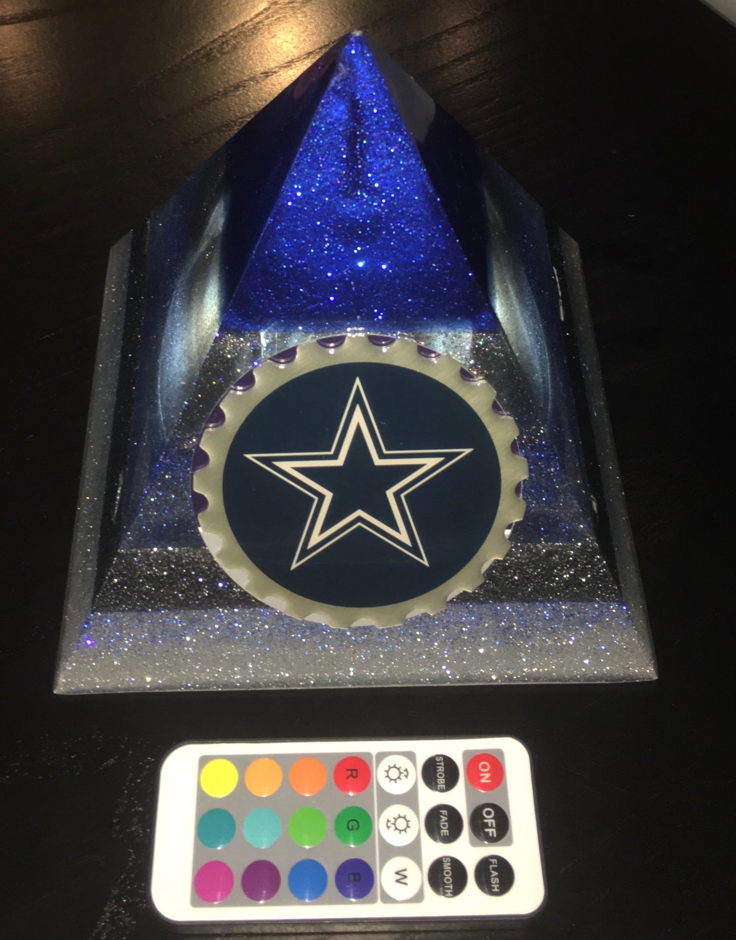 Custom Handpoured Resin Pyramids ( you choose your 3 colors)with light w/ remote